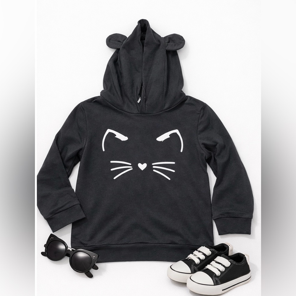 PatPat Black Cat Face Hoodie